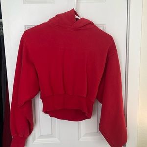 Aritzia TNA Red Cropped Hoodie
